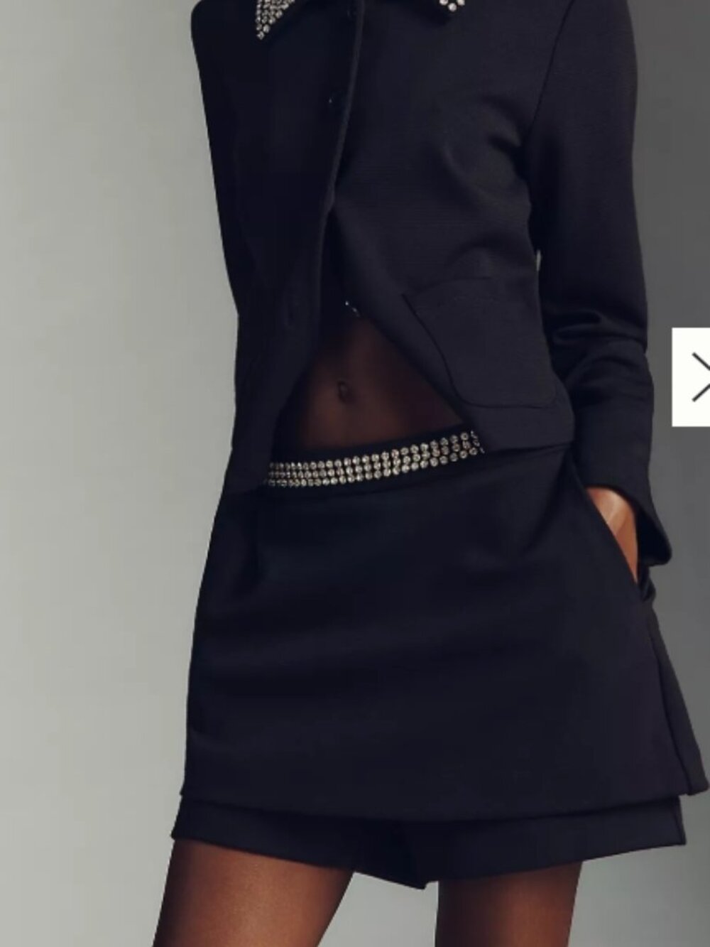 NWT Anthropologie Maeve Embellished Layered Black Skort